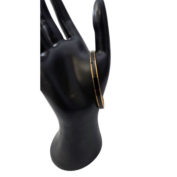 Kate Spade New York Draw the Line Enamel Bangle Bracelet Black with Gold Trim - Picture 3 of 9